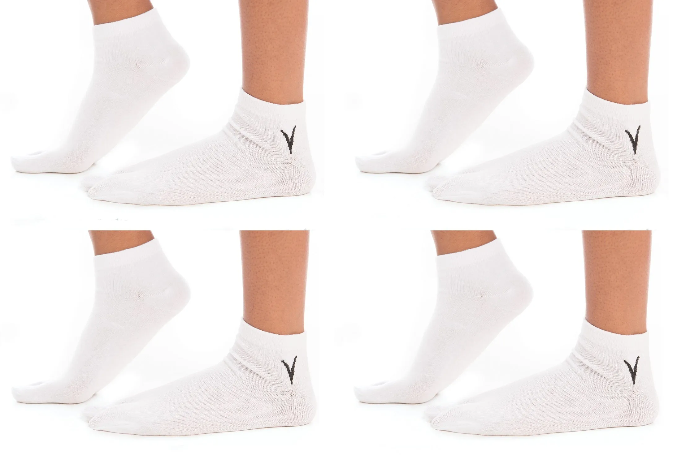 4 Pairs White Ankle Casual V-Toe Flip-Flop Tabi Big Toe Socks