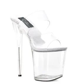 850-COCO 8" HEEL CLEAR MULE W STRAP