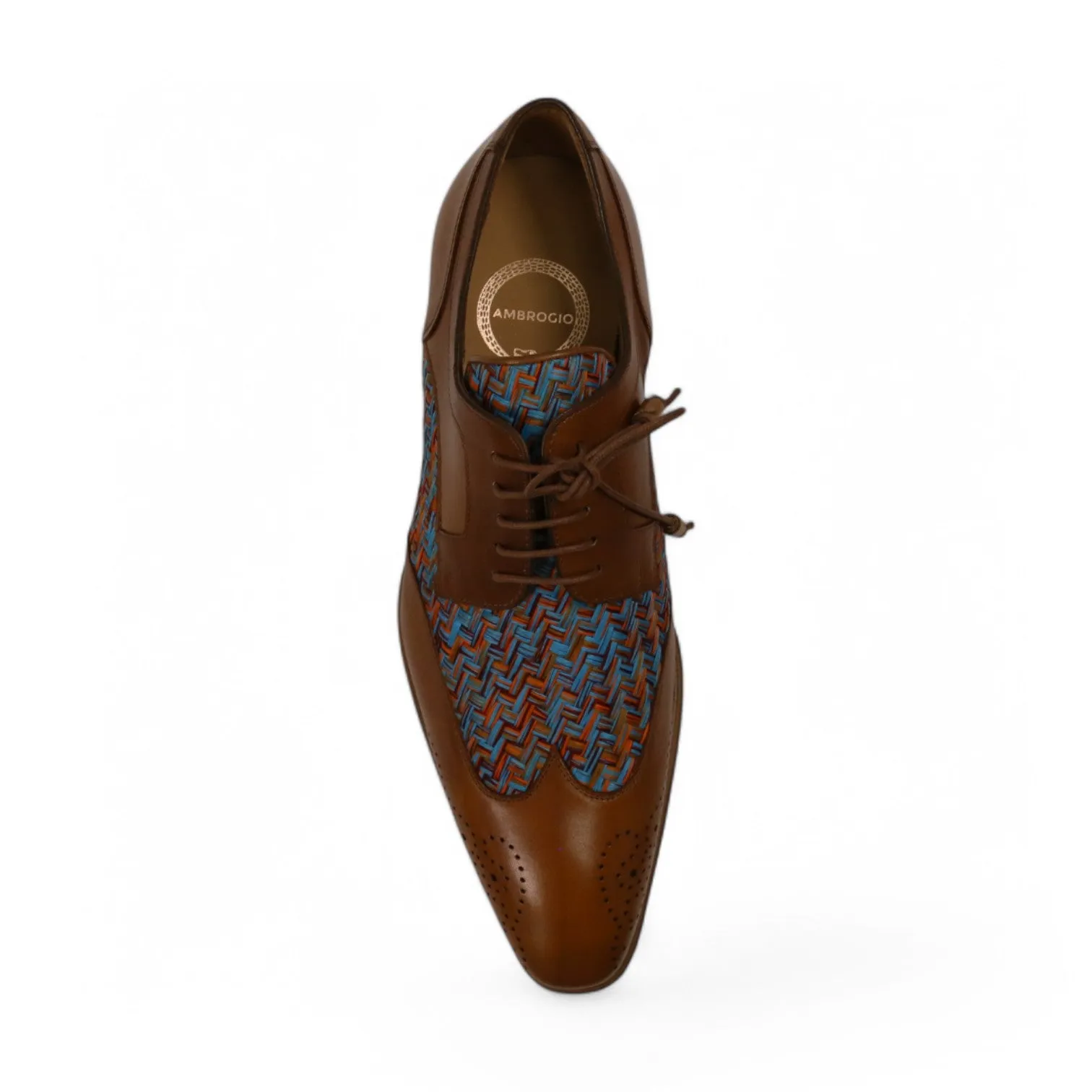 Ambrogio Men's Shoes Multi-Color Fabric / Calf-Skin Leather Dress/ Formal Derby Oxfords (AMZ1010)