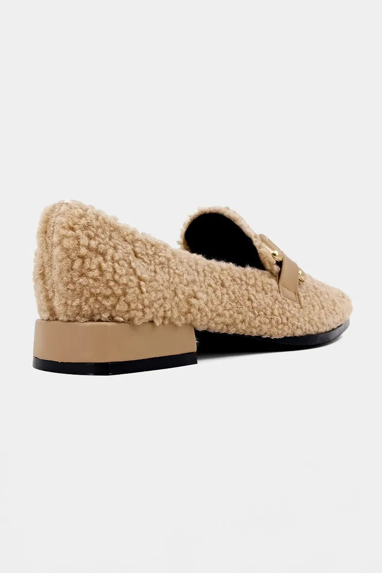 Beige Sherpa Therese Loafers