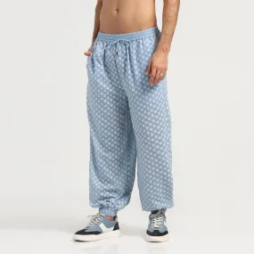 Blue Elastic Schiffle Pant