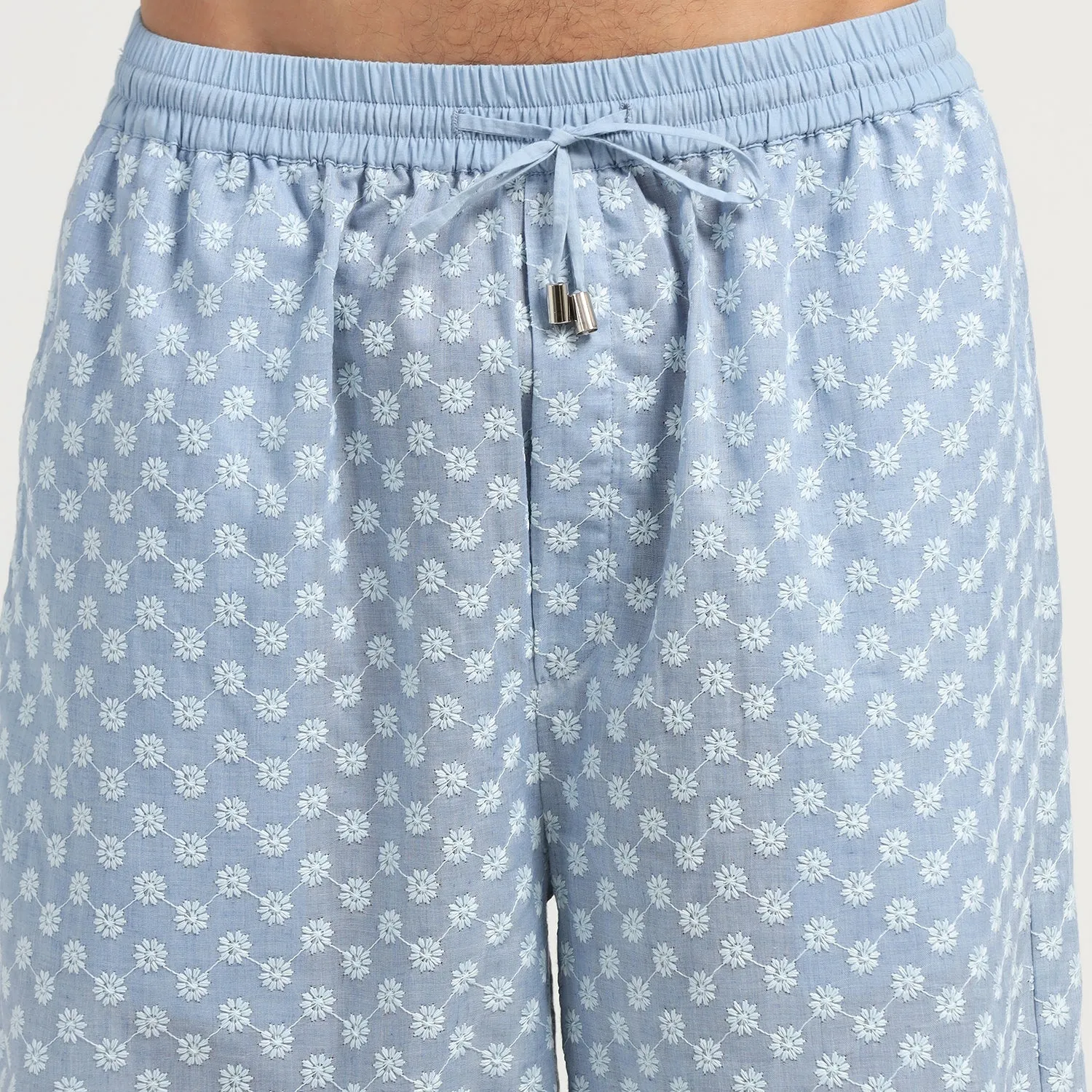Blue Elastic Schiffle Pant