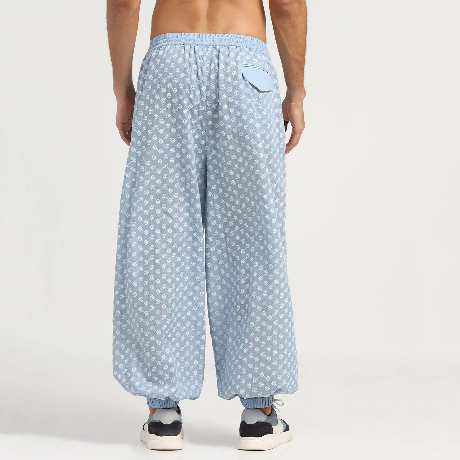 Blue Elastic Schiffle Pant