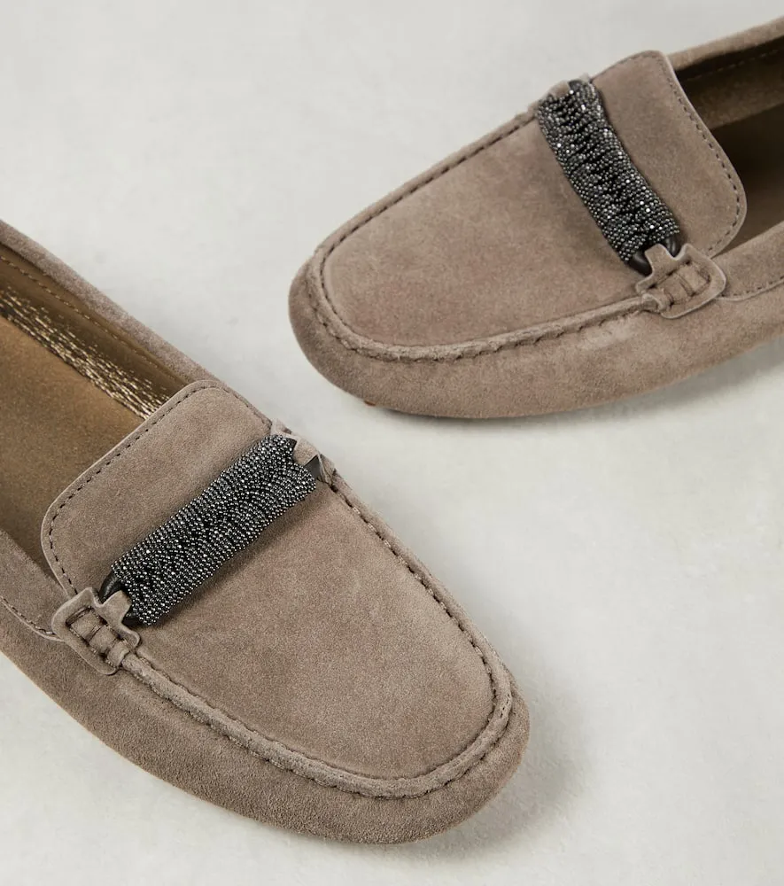 Brunello Cucinelli Monili-embellished suede loafers