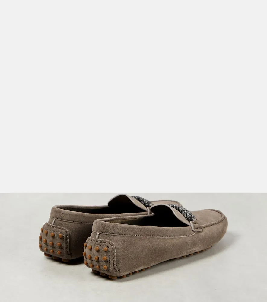 Brunello Cucinelli Monili-embellished suede loafers