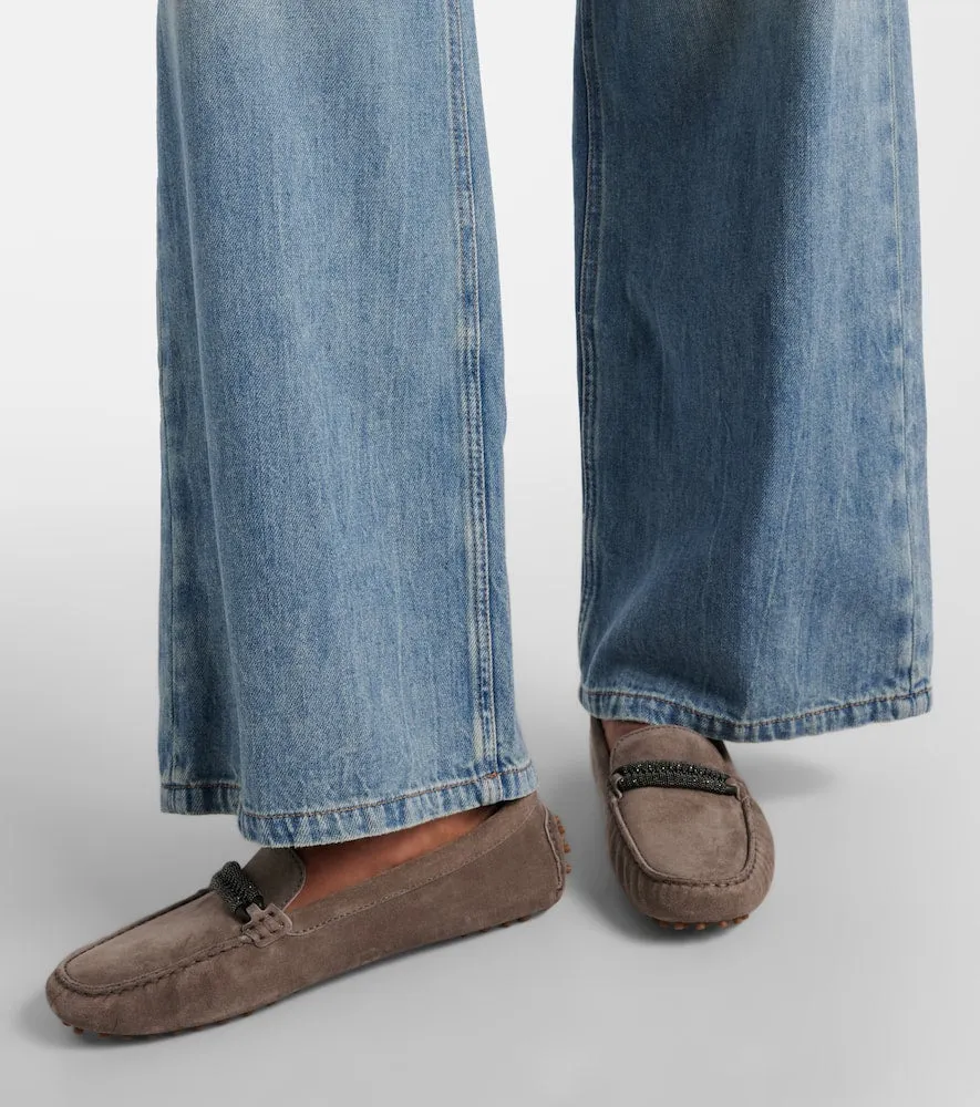 Brunello Cucinelli Monili-embellished suede loafers