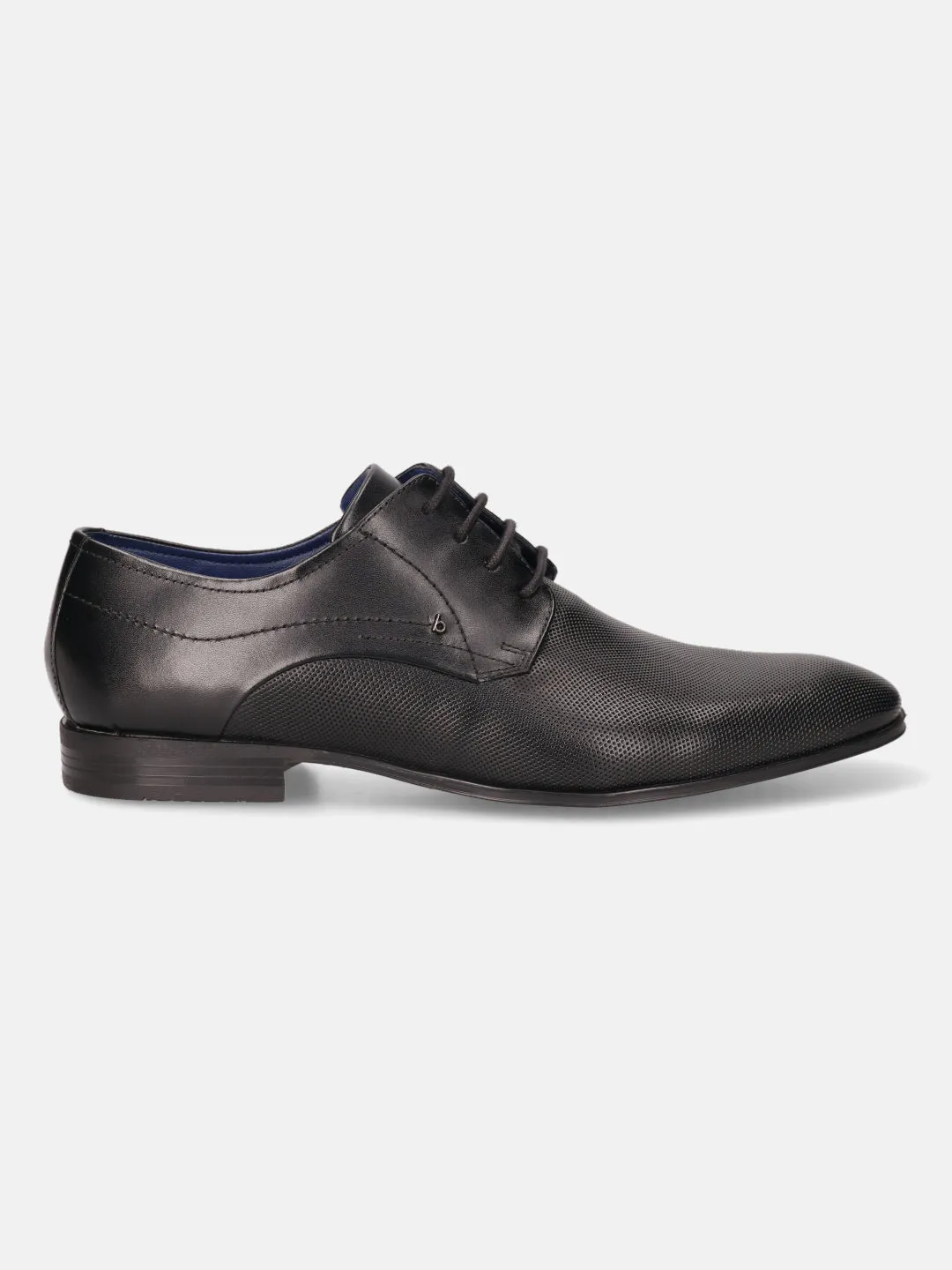 bugatti Black Premium Leather Formal Derby Shoes