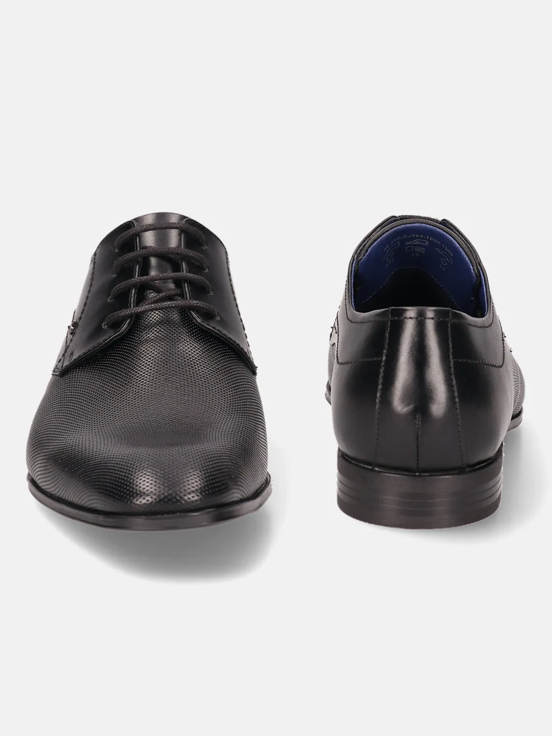 bugatti Black Premium Leather Formal Derby Shoes