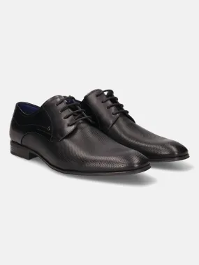bugatti Black Premium Leather Formal Derby Shoes