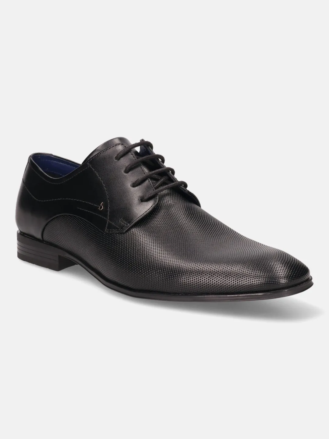 bugatti Black Premium Leather Formal Derby Shoes