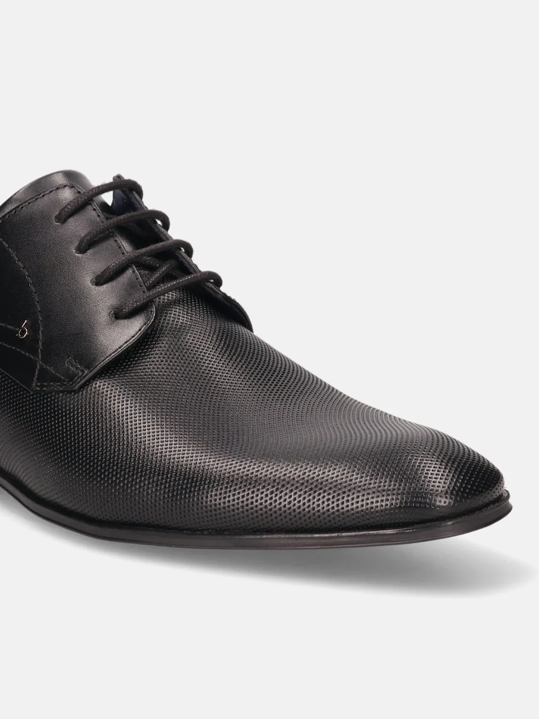 bugatti Black Premium Leather Formal Derby Shoes