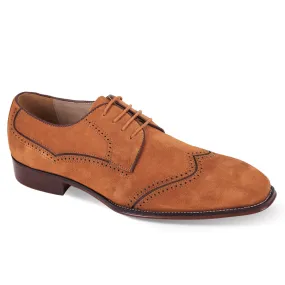 Cognac/Brown Men's Shoes Lace-Up Wingtip Suede Leather Shoes