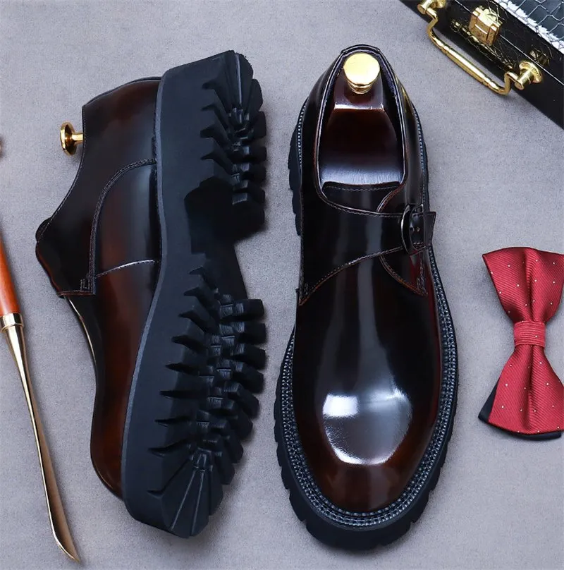Formal Style Buckle Strap Men's Leather Shoes