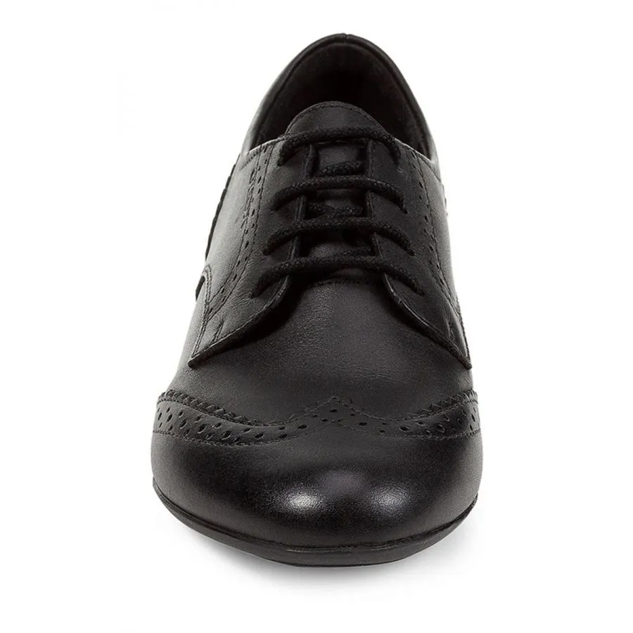 Geox Plie' Black Smooth Leather Lace Up School Shoe