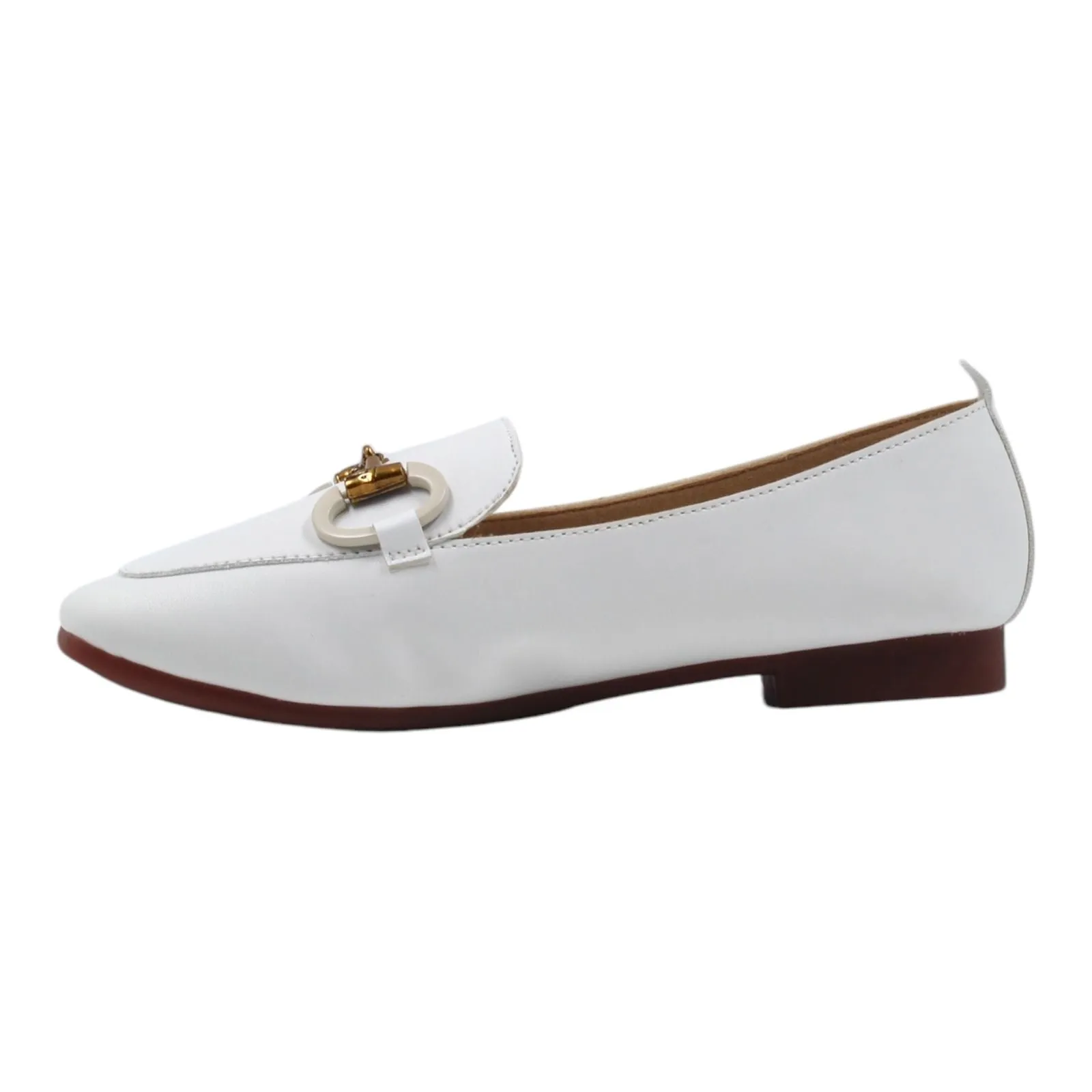 Golden buckle detailed loafers