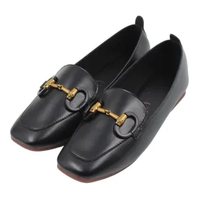 Golden buckle detailed loafers