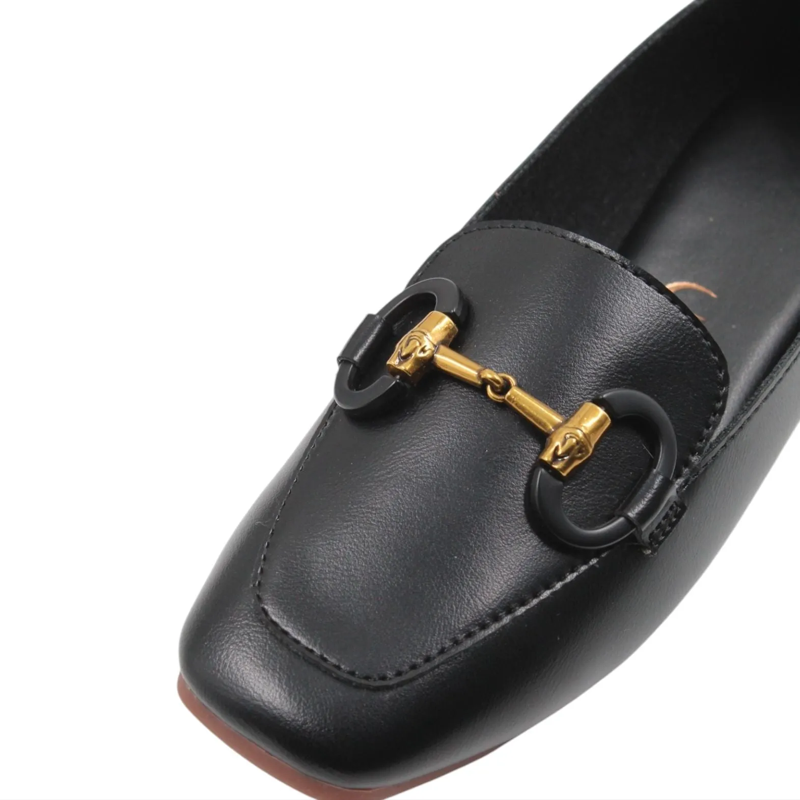Golden buckle detailed loafers