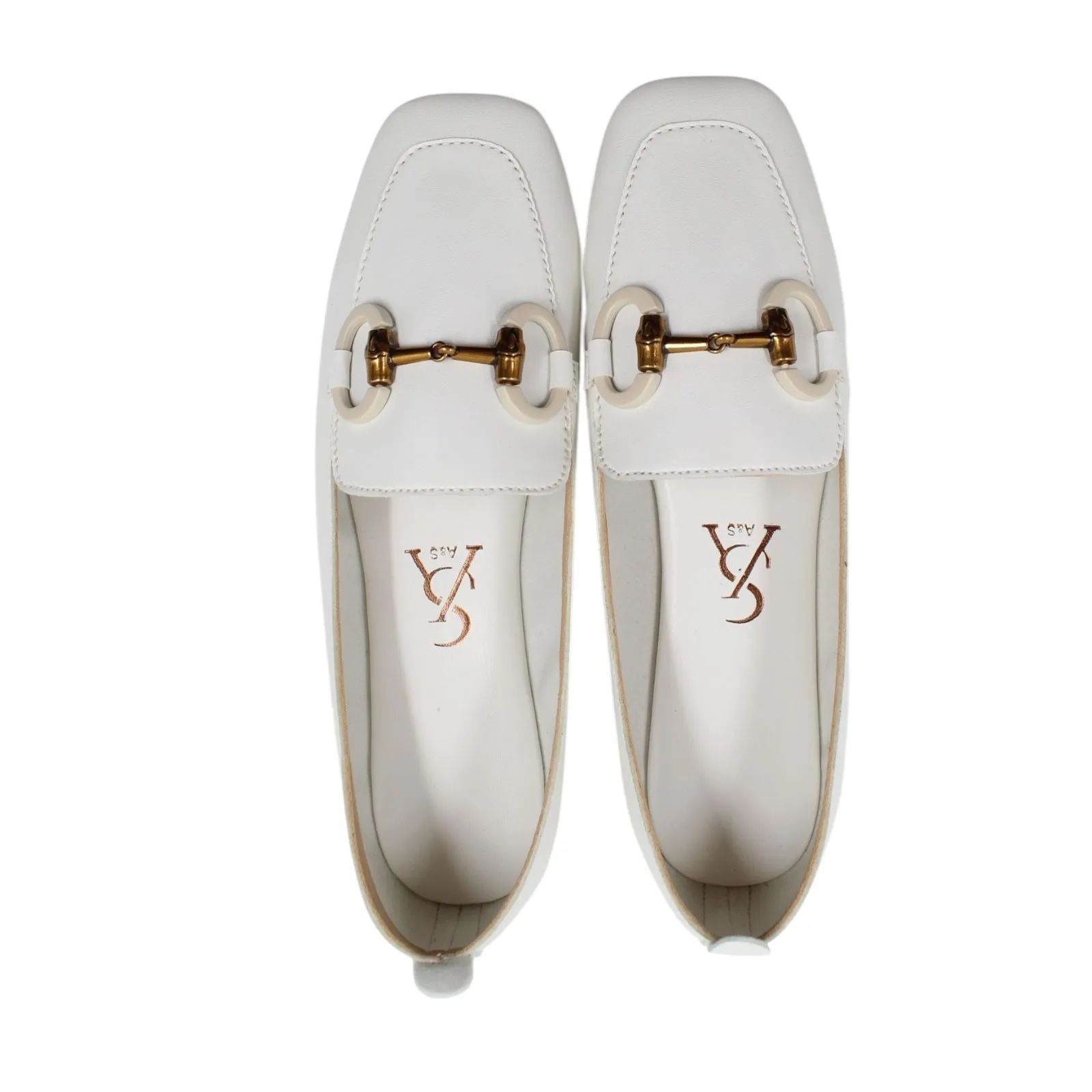 Golden buckle detailed loafers