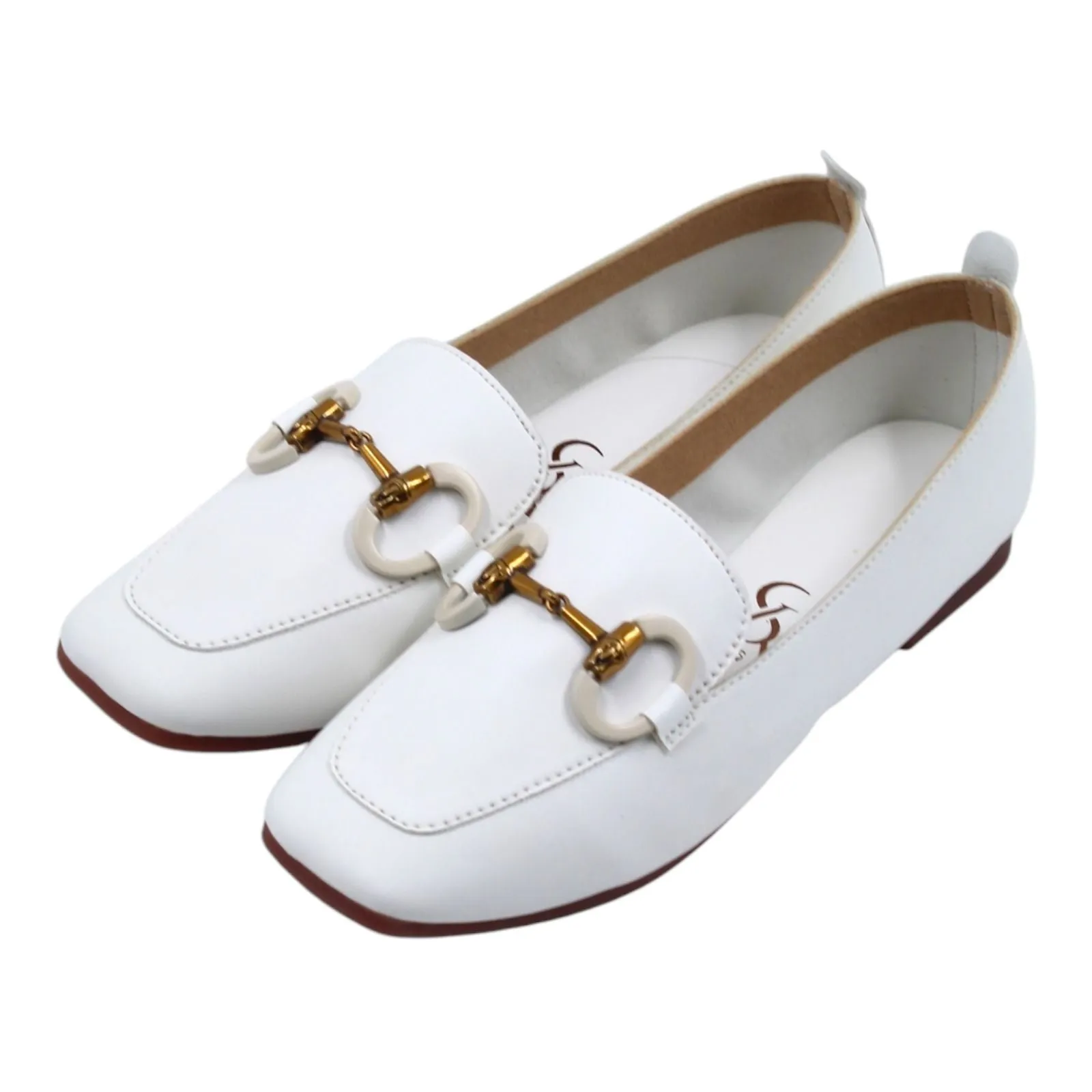 Golden buckle detailed loafers
