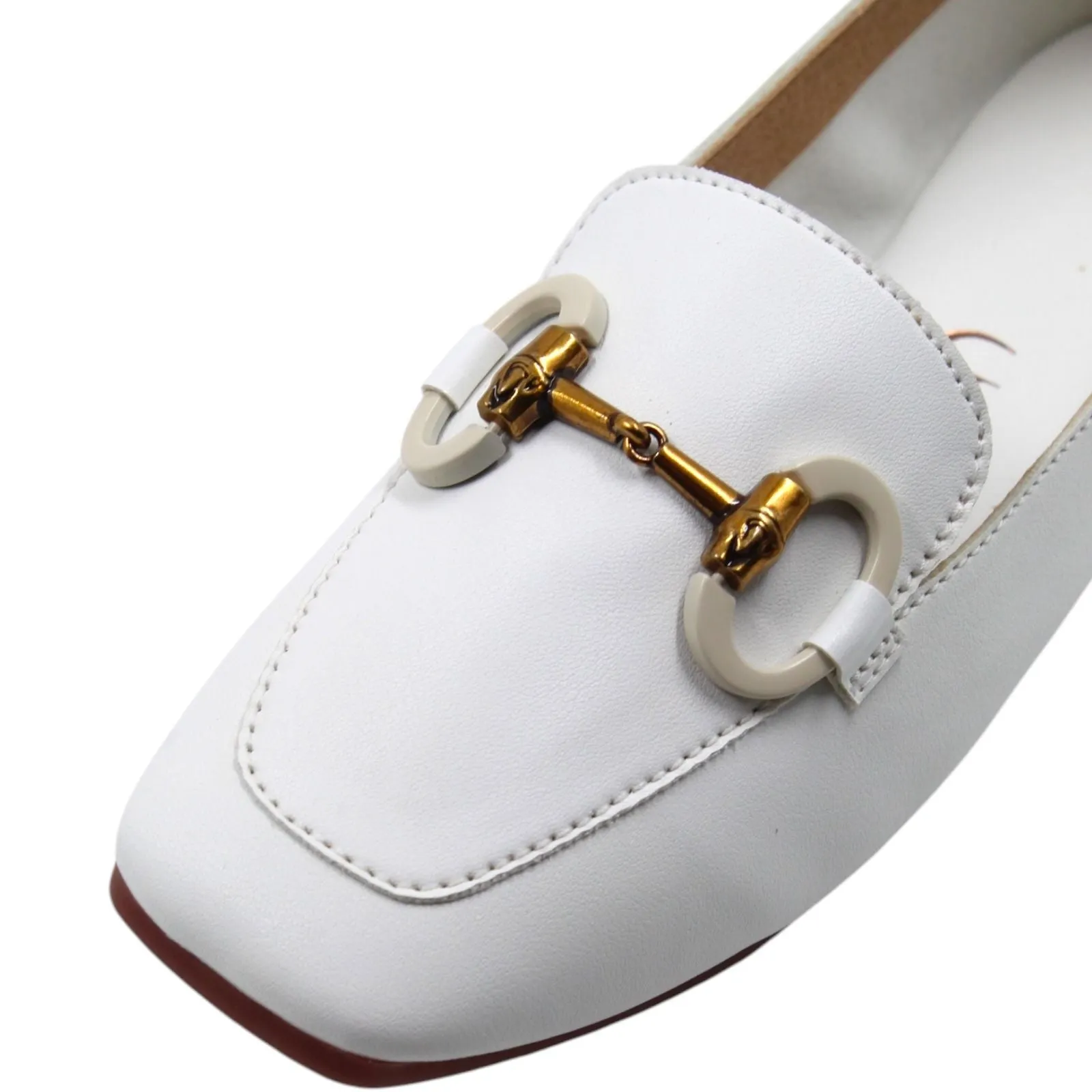 Golden buckle detailed loafers