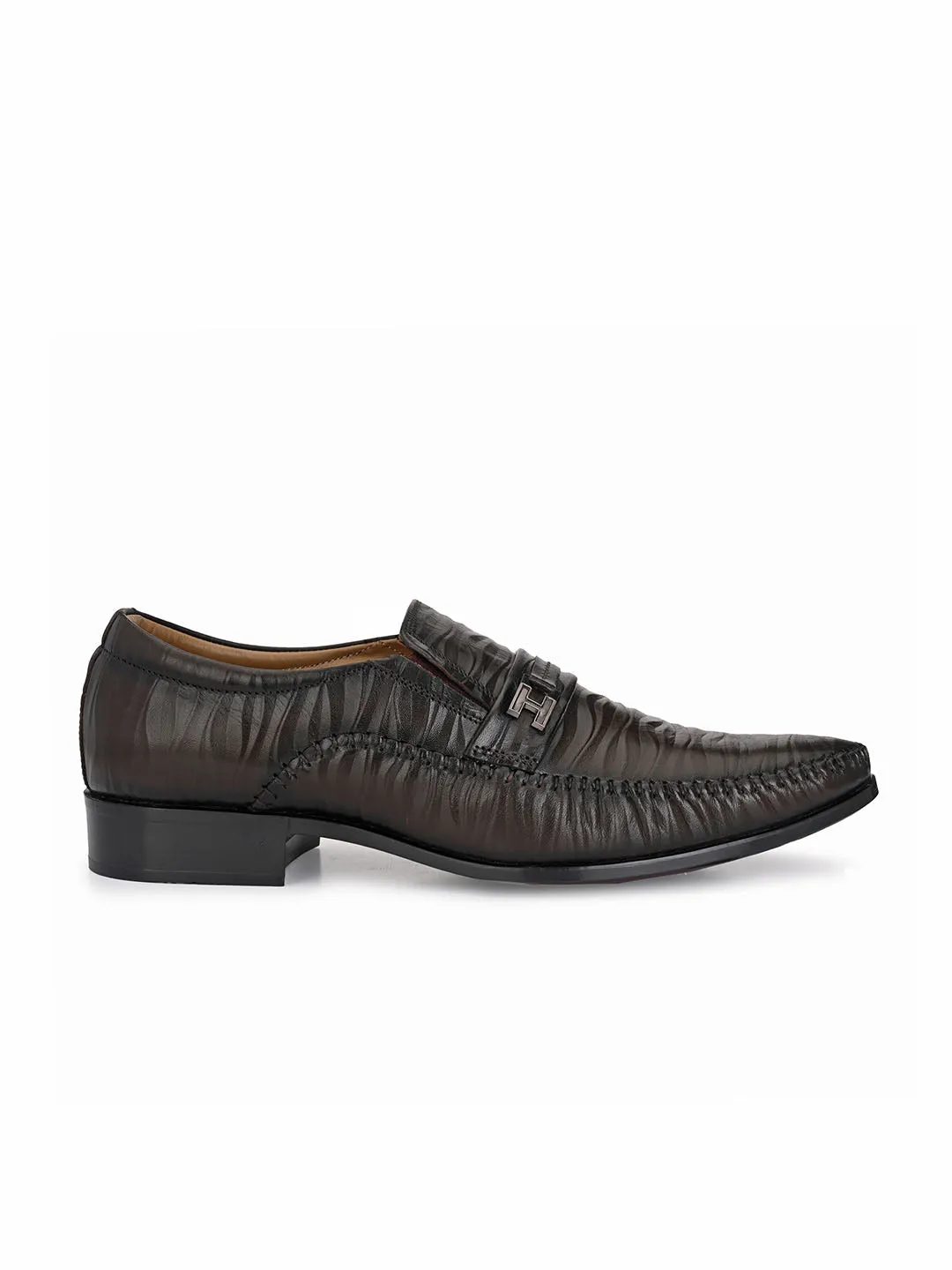 HITZ3201 Men's Brown Leather Formal  Buckle Shoes