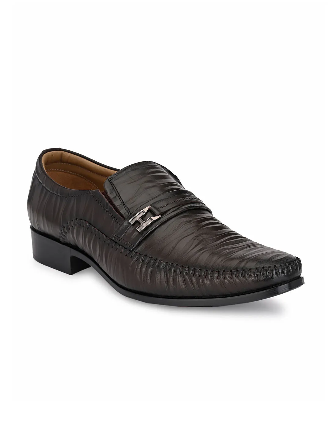 HITZ3201 Men's Brown Leather Formal  Buckle Shoes