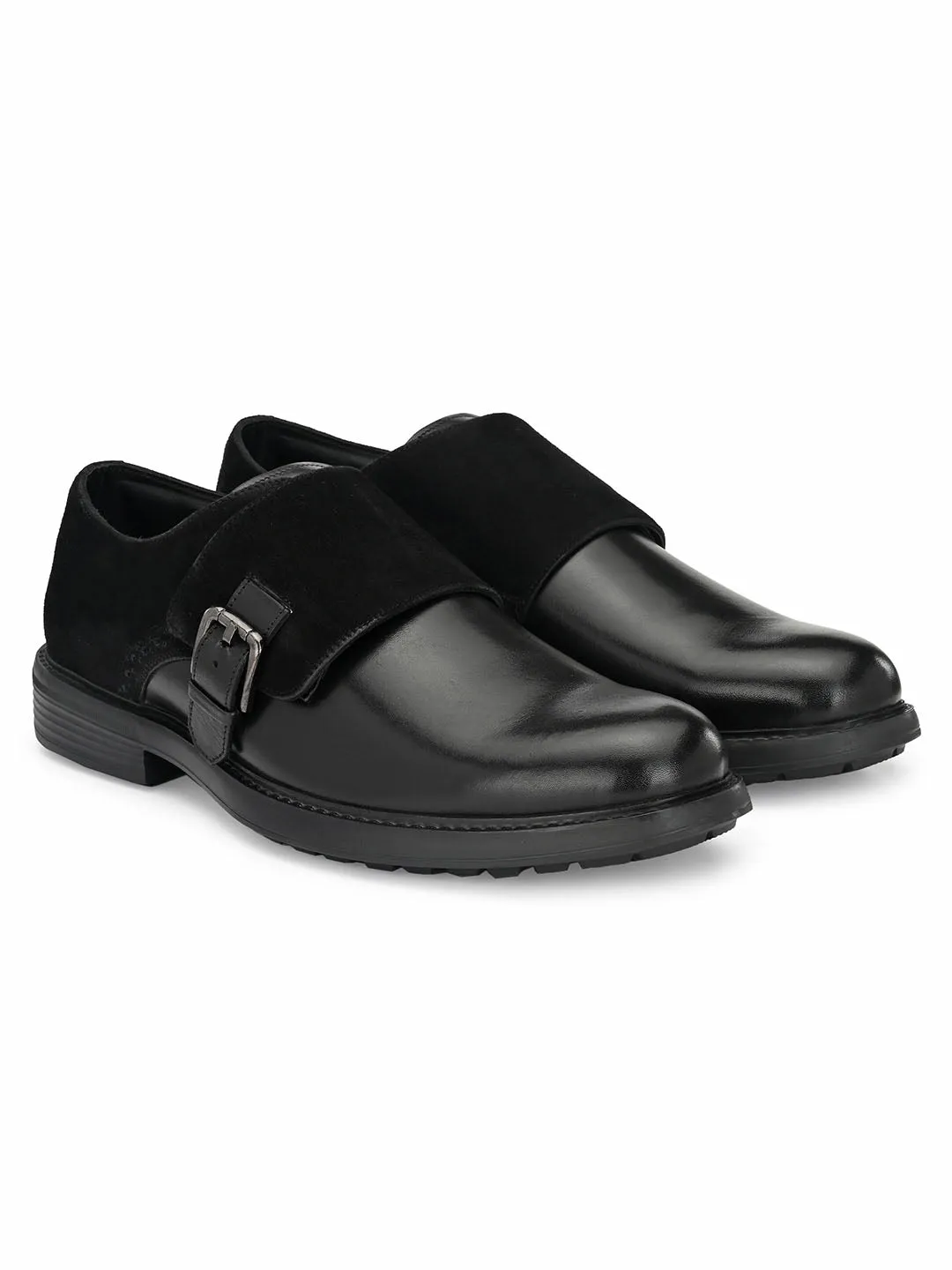 HITZ403 Men's Black Leather Formal  Buckle Shoes
