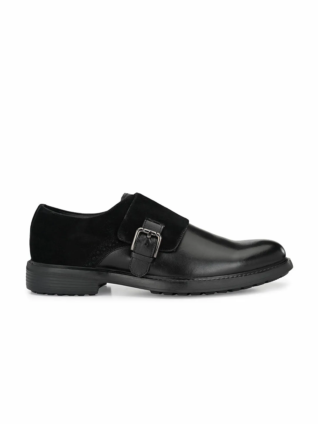 HITZ403 Men's Black Leather Formal  Buckle Shoes