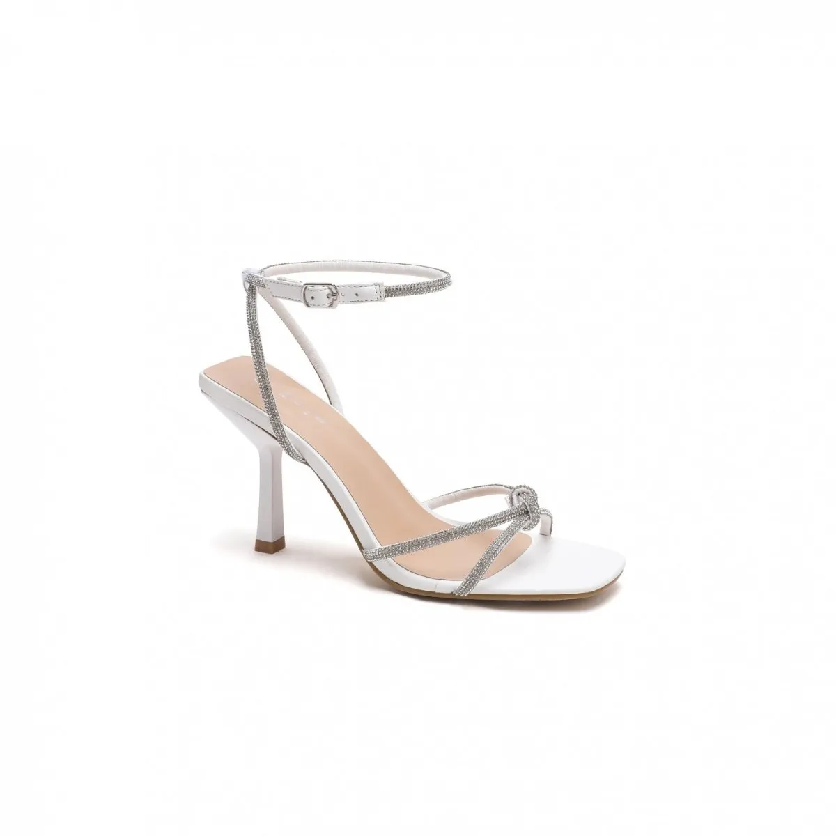 Icy White Strappy Diamante High Heel Shoes