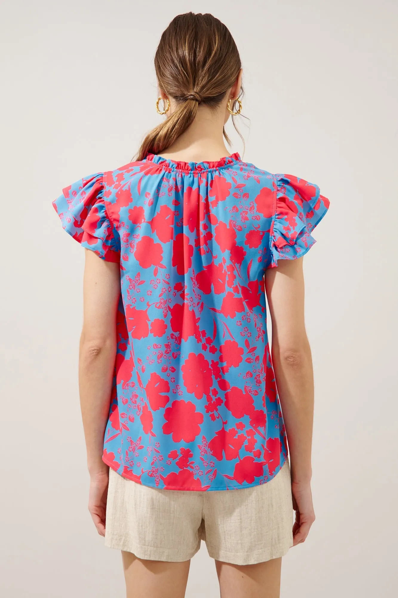Juliana Floral Bellissima Ruffle Sleeve Top