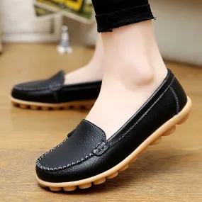 Leather Shoes Women Flats Big size 35-44 Ladies Loafers Non-Slip