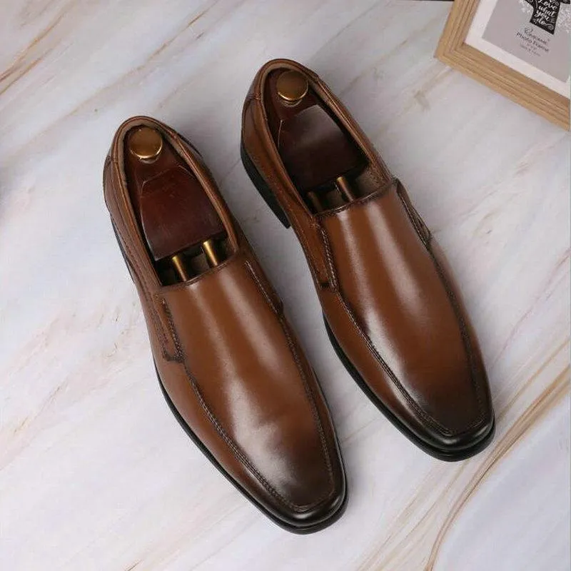 Men's Leather Dress Shoes With Square Toe