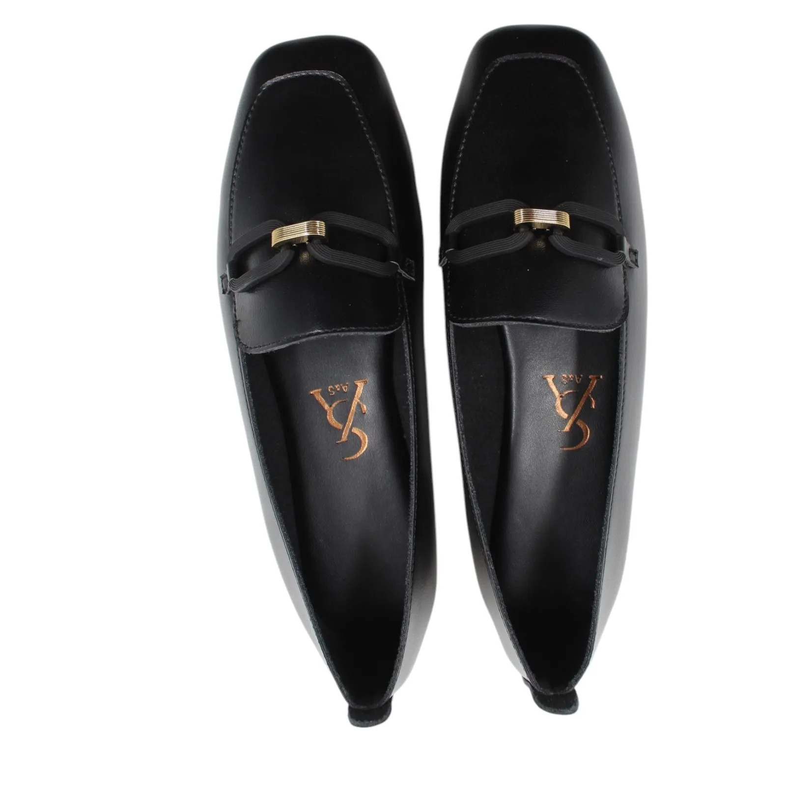 Metallic buckle detail loafers