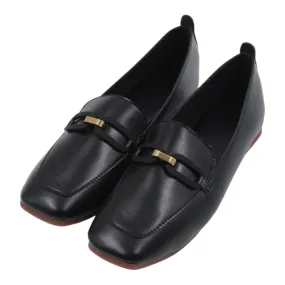 Metallic buckle detail loafers
