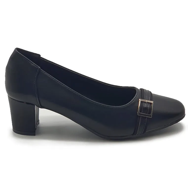 Mid Block Heels Front Buckle Formal Office Shoes