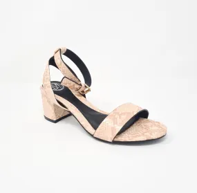 Millie & Co Joyce Blush Nude Snake Print Block Heel Sandals