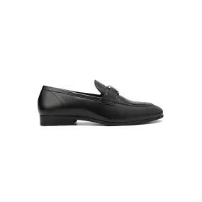 Navy Leather Loafers With Logo