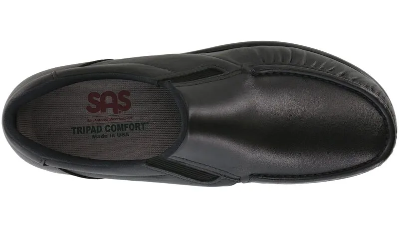 SAS Side Gore Slip On Loafer Black Smooth