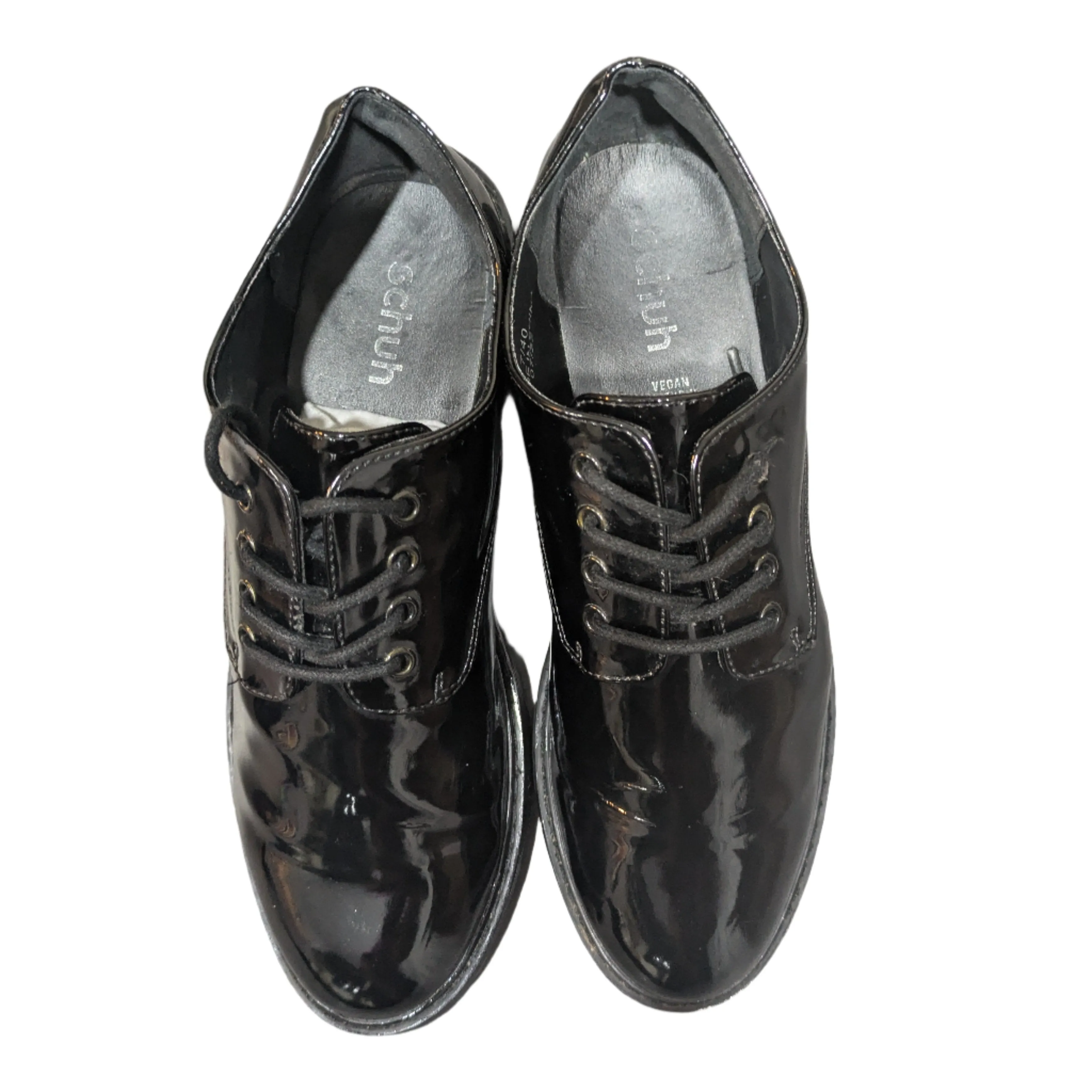 Schuh Logan Patent Lace-Up Shoes - Black (Size UK 7 / EU 40 / US 9)