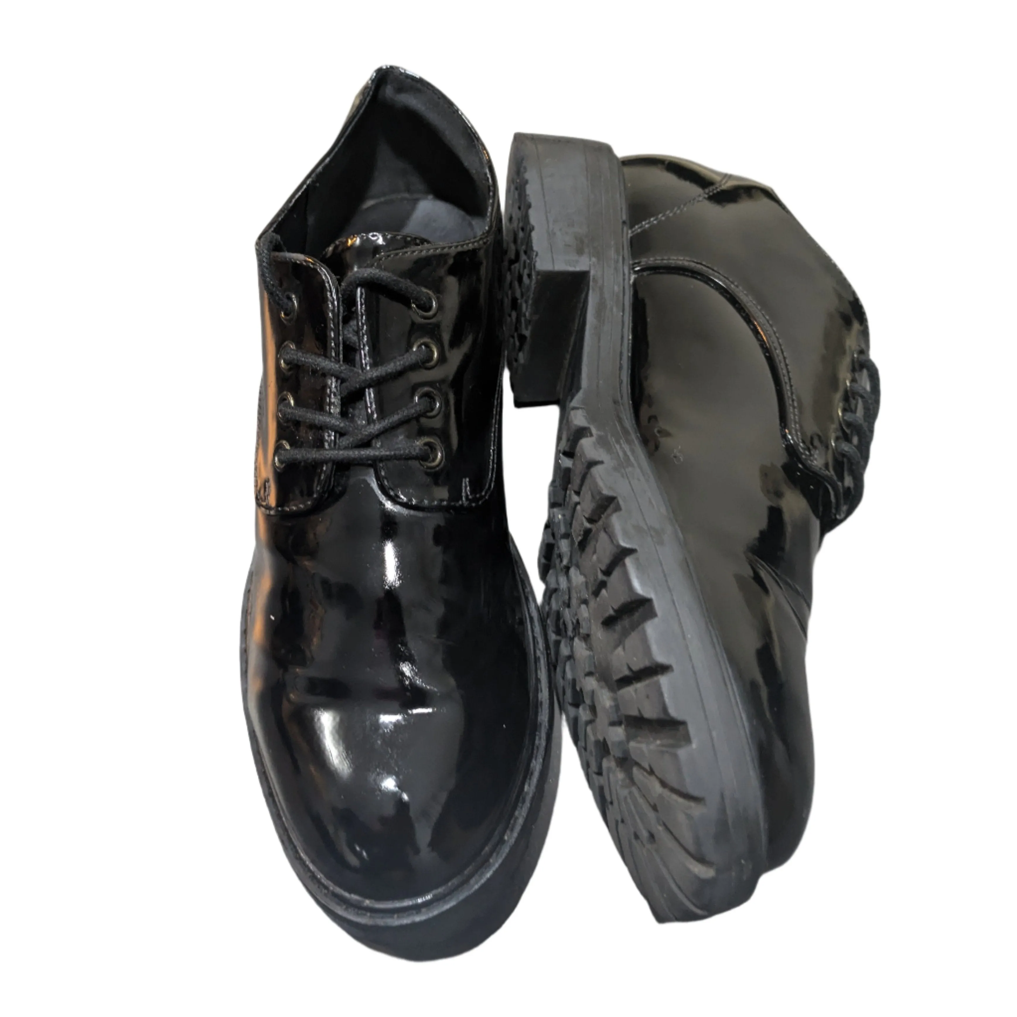 Schuh Logan Patent Lace-Up Shoes - Black (Size UK 7 / EU 40 / US 9)