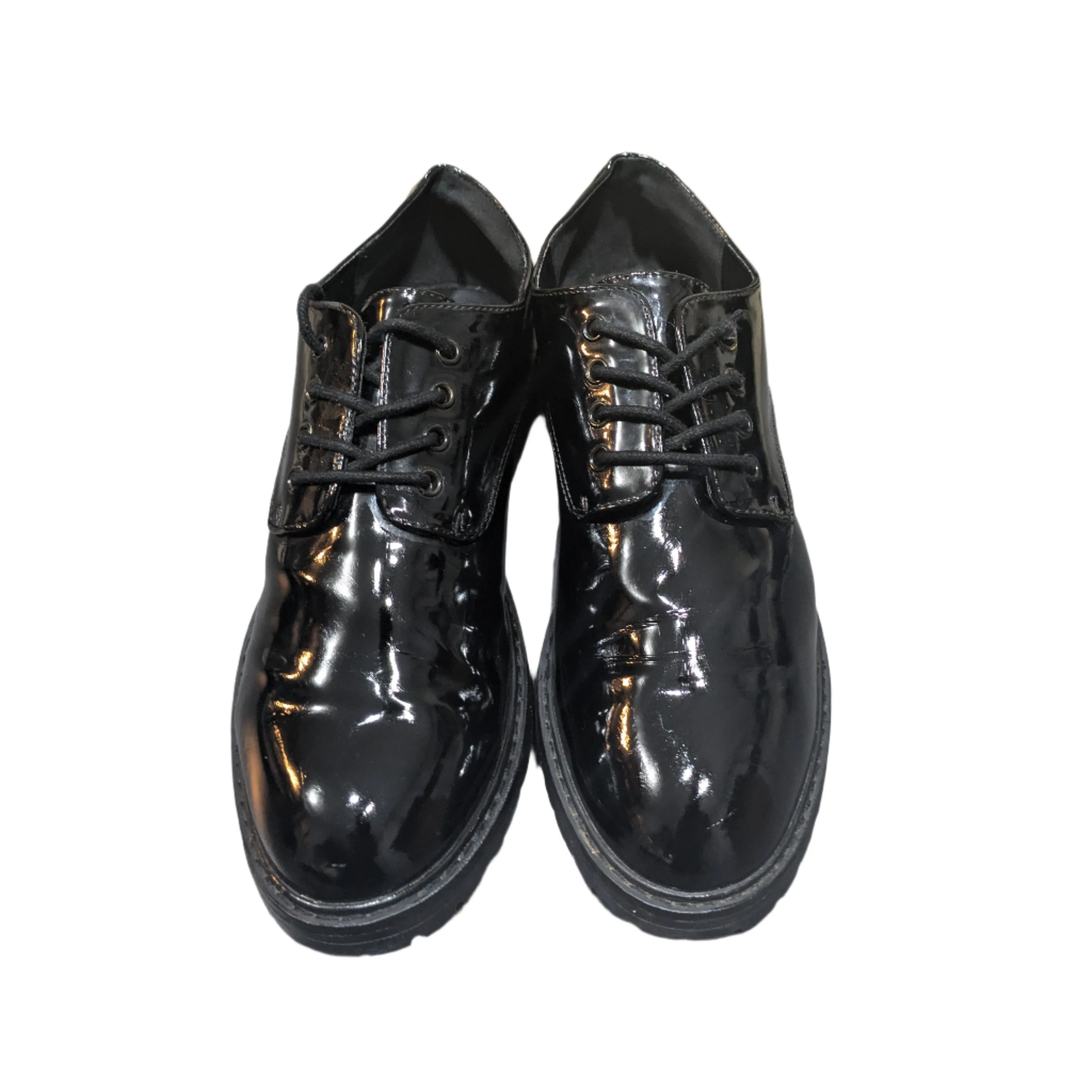 Schuh Logan Patent Lace-Up Shoes - Black (Size UK 7 / EU 40 / US 9)