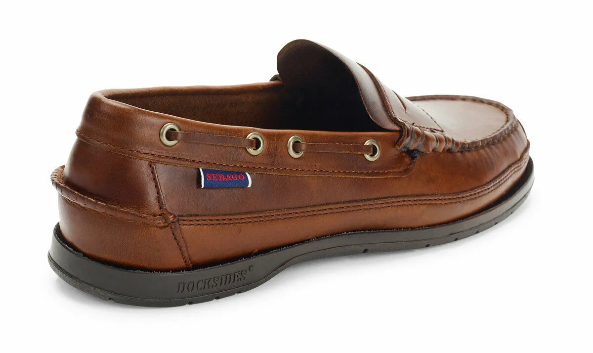 Sebago Men's Sloop 70002B0 Waxed Leather Loafer Deck Shoes Brown Gum