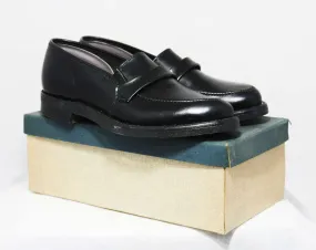 Size 3 Boys Shoes - Authentic 1950s Black Leather Dress Shoe - Child Size Boy's 3D - Slip On 50's Shoe - 50s Deadstock in Box - NIB NOS