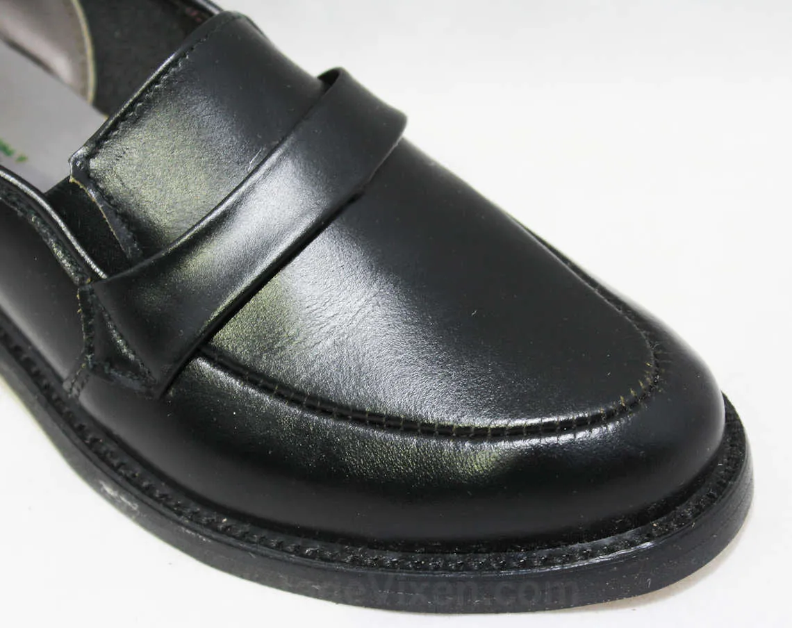 Size 3 Boys Shoes - Authentic 1950s Black Leather Dress Shoe - Child Size Boy's 3D - Slip On 50's Shoe - 50s Deadstock in Box - NIB NOS