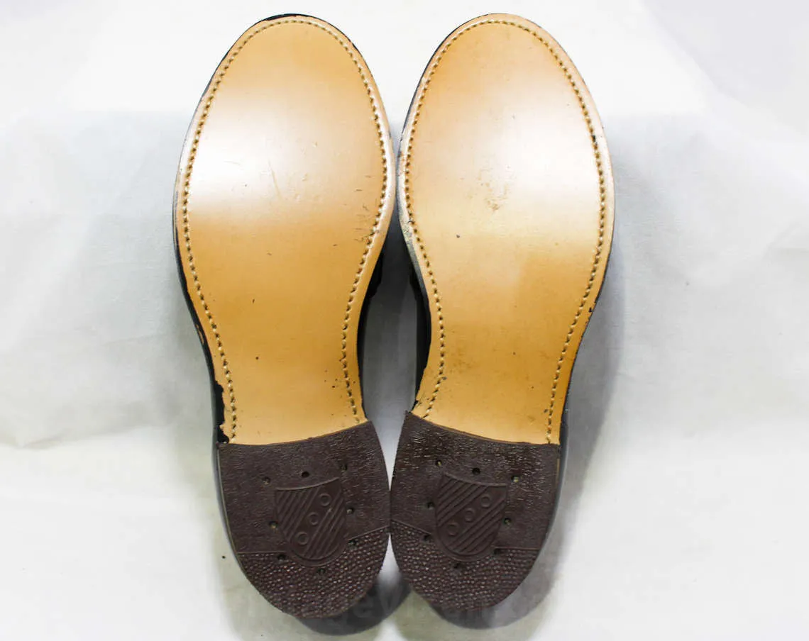 Size 3 Boys Shoes - Authentic 1950s Black Leather Dress Shoe - Child Size Boy's 3D - Slip On 50's Shoe - 50s Deadstock in Box - NIB NOS