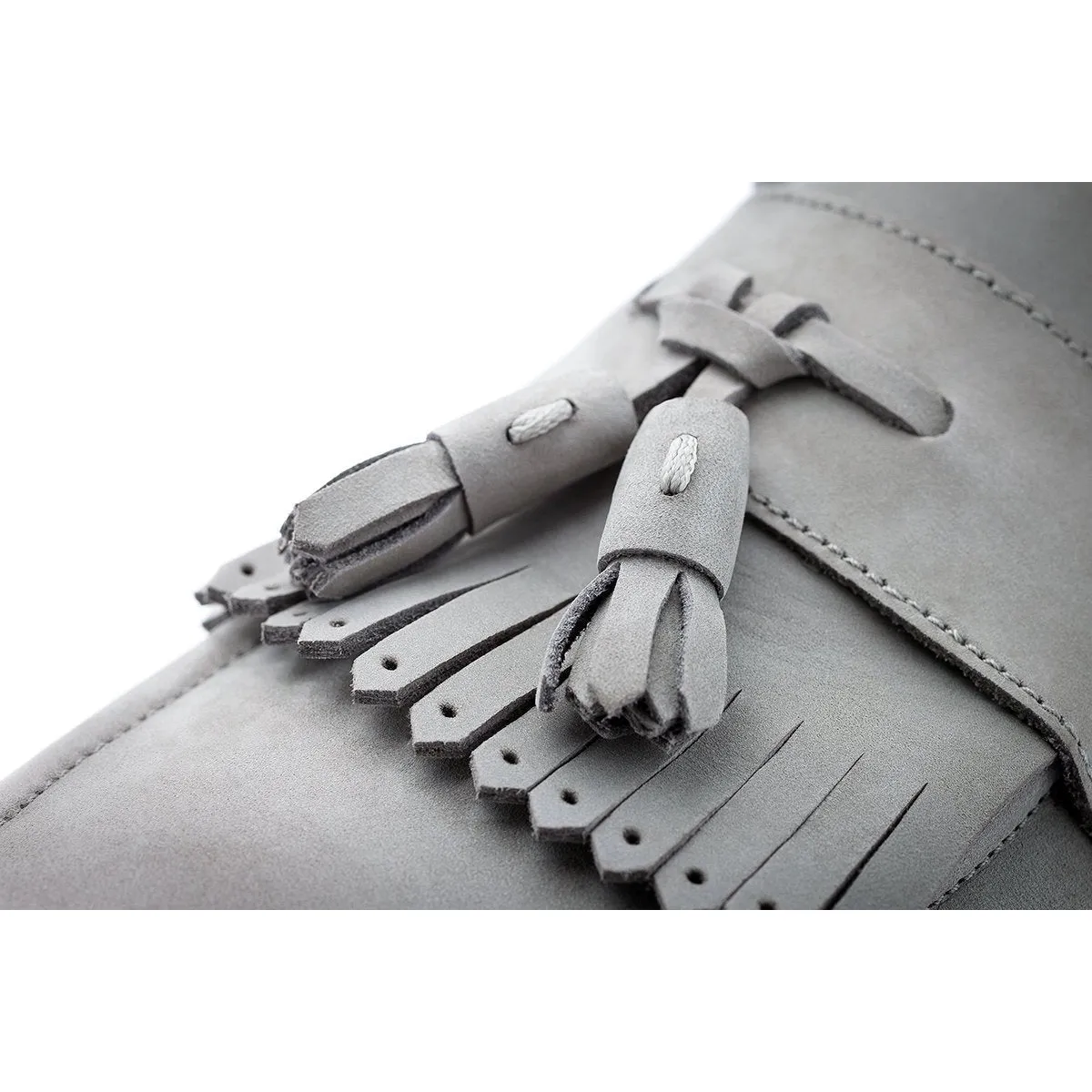 SUPERGLAMOUROUS Gipsy Men's Shoes Grey Nabuk Deck Tassels Loafers (SPGM1221)