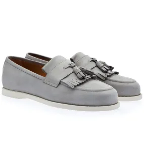 SUPERGLAMOUROUS Gipsy Men's Shoes Grey Nabuk Deck Tassels Loafers (SPGM1221)