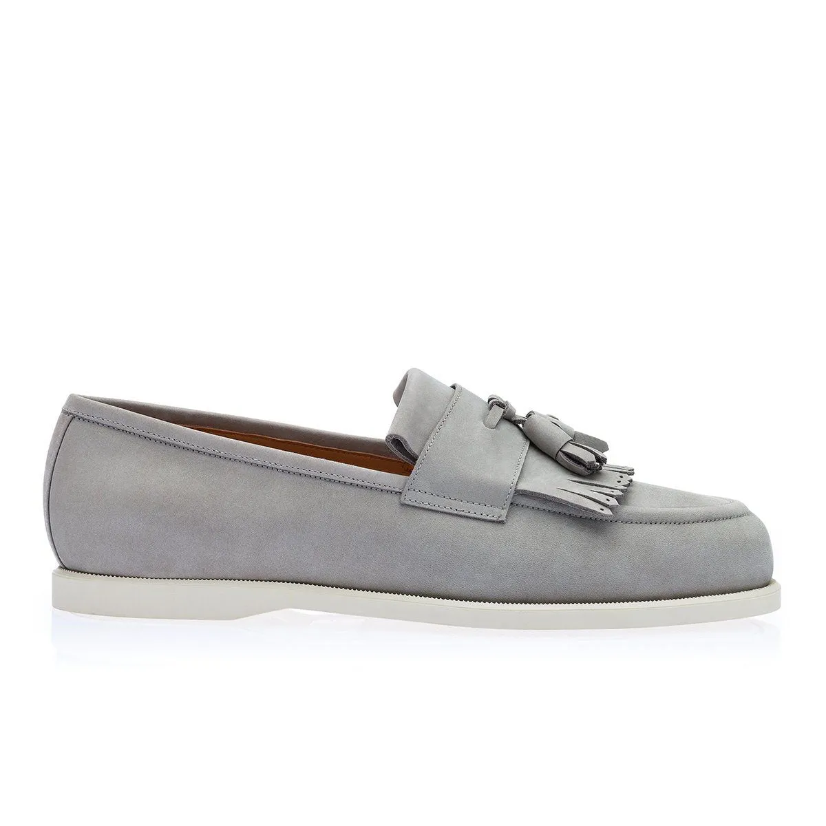 SUPERGLAMOUROUS Gipsy Men's Shoes Grey Nabuk Deck Tassels Loafers (SPGM1221)