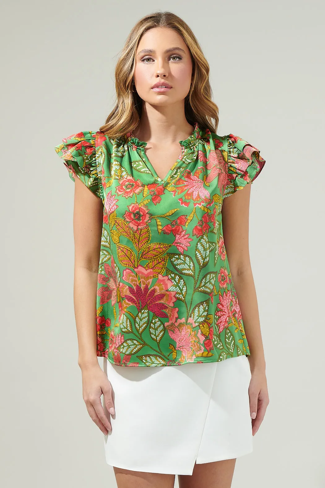 Susy Paradise Bellissima Ruffle Sleeve Top