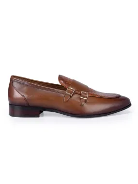 Tan Textured Double Monk Straps